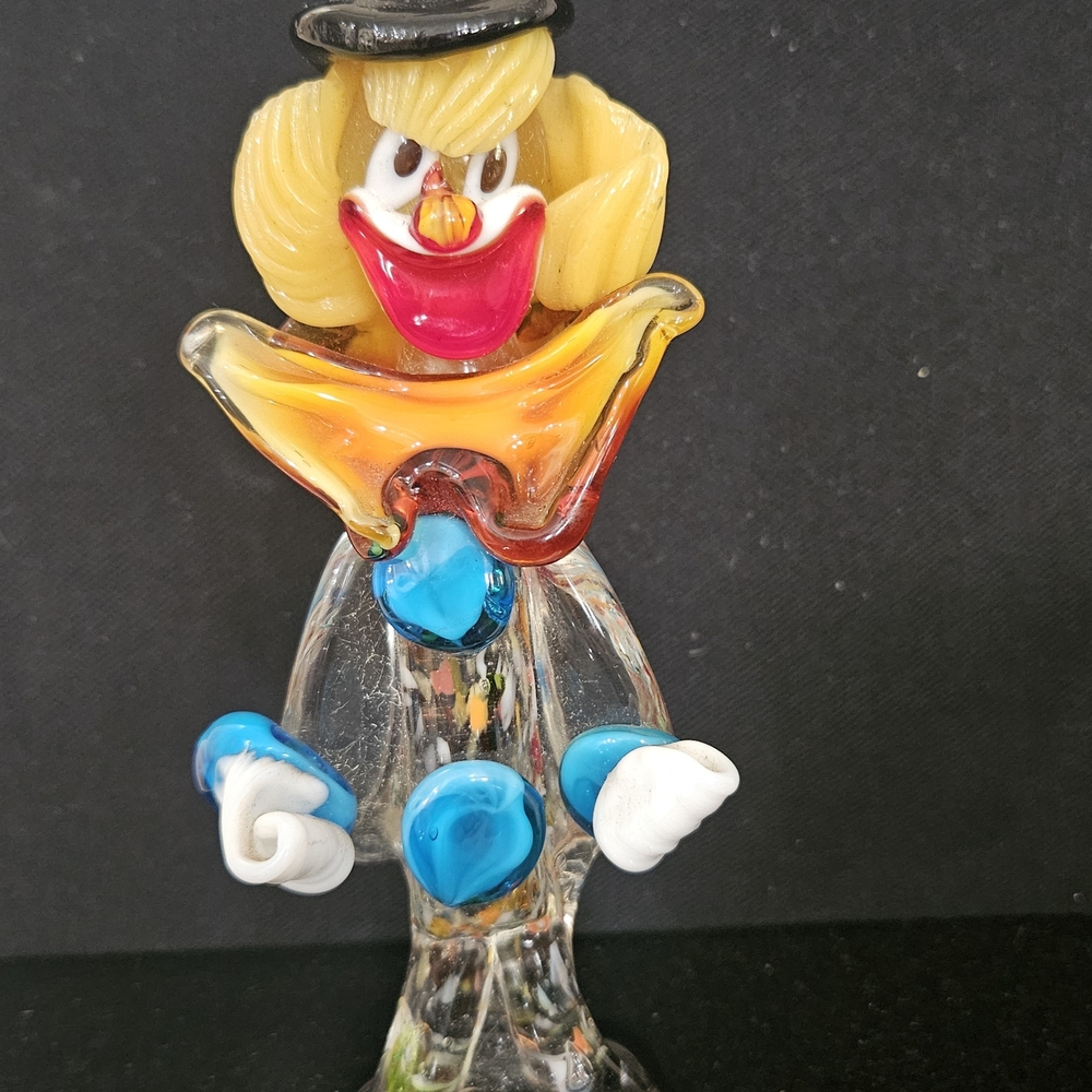 Murano Glass Clown Figurine 8"